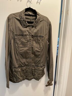 Guess Olive Green Studded Utility Jacket